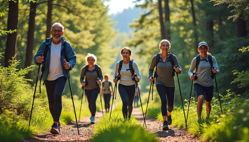 explorez la marche nordique et profitez de ses nombreux bienfaits pour la santé. pratiquez une activité physique douce et efficace tout en vous connectant à la nature. idéal pour tous les niveaux !